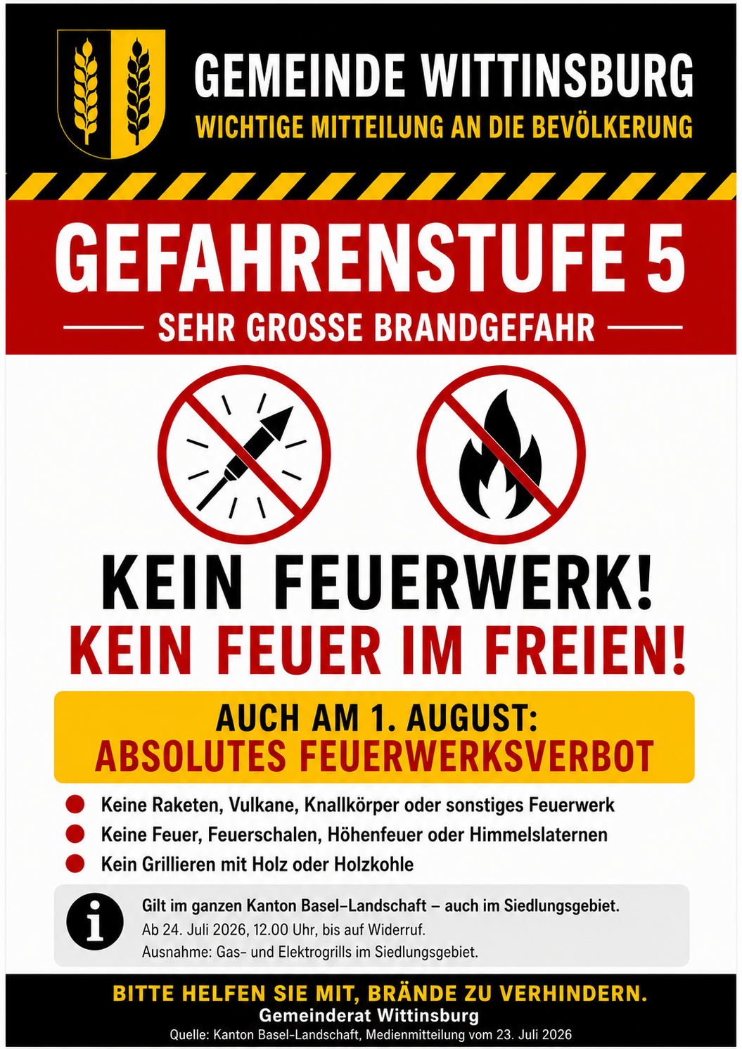 Extrem hohe Brandgefahr